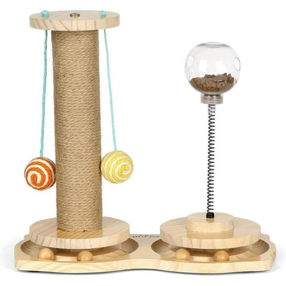 Colourtree Cat Scratching Post with Toy Ball and Feeding Hole