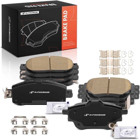A-Premium Front and Rear Ceramic Disc Brake Pads Set Compatible with Nissan Models - Sentra 2020 2021 2022 2023 2024, 8 Pcs