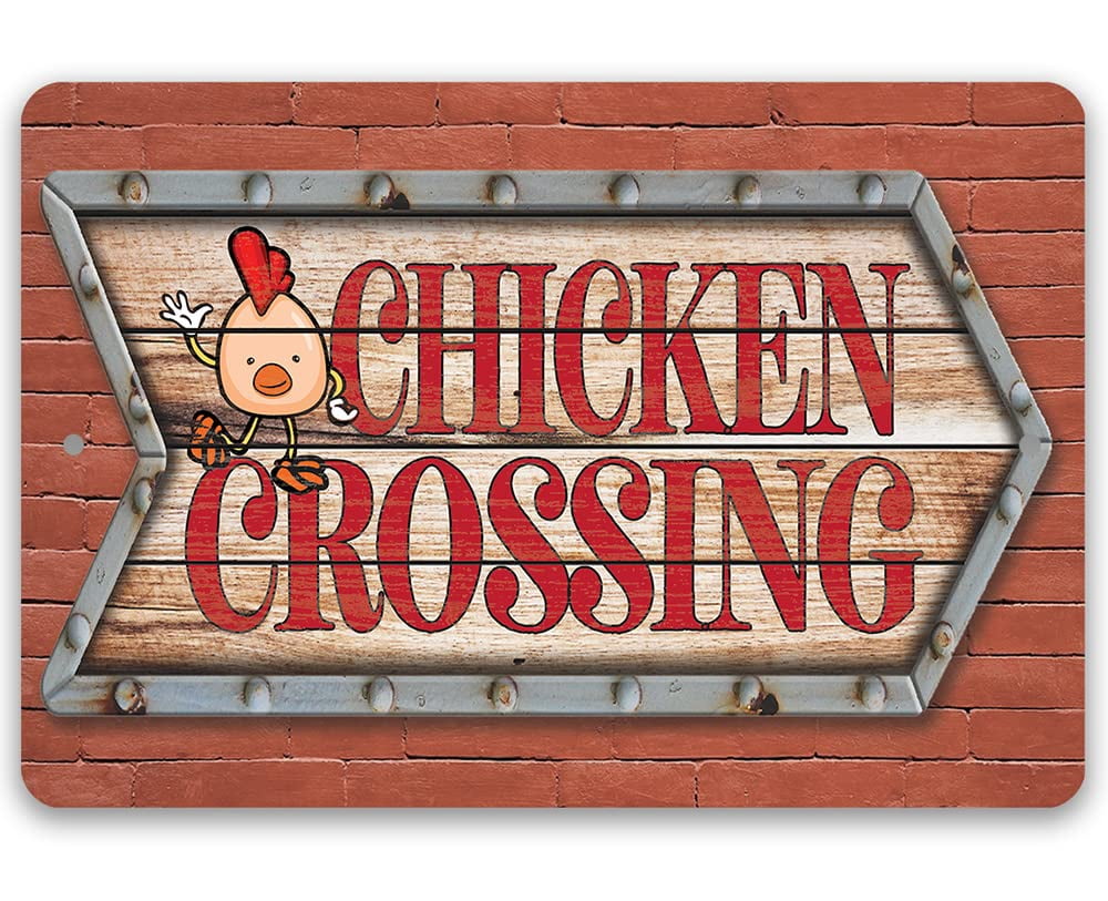 Metal Sign - Chicken Crossing - Wooden Plank - Durable Metal Sign - Use ...