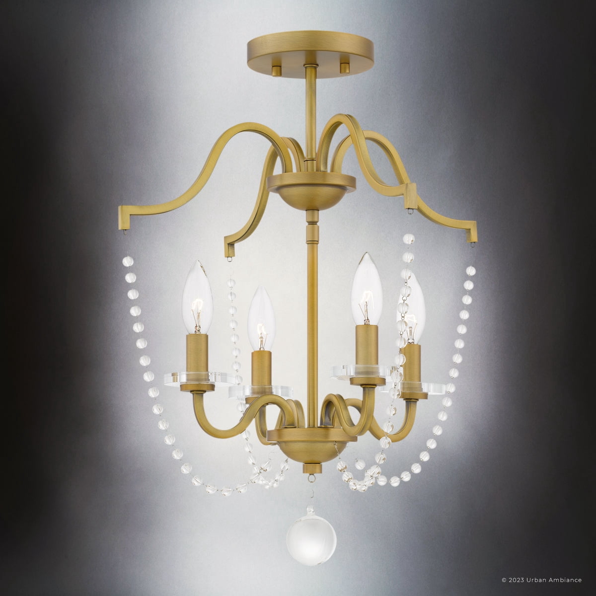 Luxury English Country Ceiling Light, Aged Brass, UQL5121