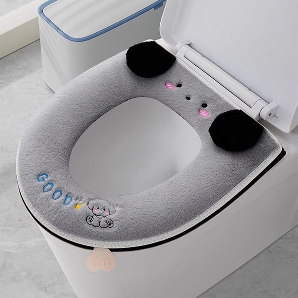 Zipper Style Household Toilet Seat Cushion Use Plush Toilet Seat Cover Winter Season Thickening And Warm Washable Toilet Seat Cushion With Handle