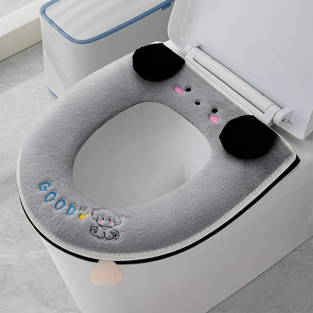 Liquidation des Offres du Jour! Coussin de Siège de Toilette à Fermeture Éclair pour la Maison, Usage Universel, Housse de Siège de Toilette en Peluche, Saison Hivernale, Épaissi et Chaud, Coussin de Siège de Toilette Lavable avec Poignée