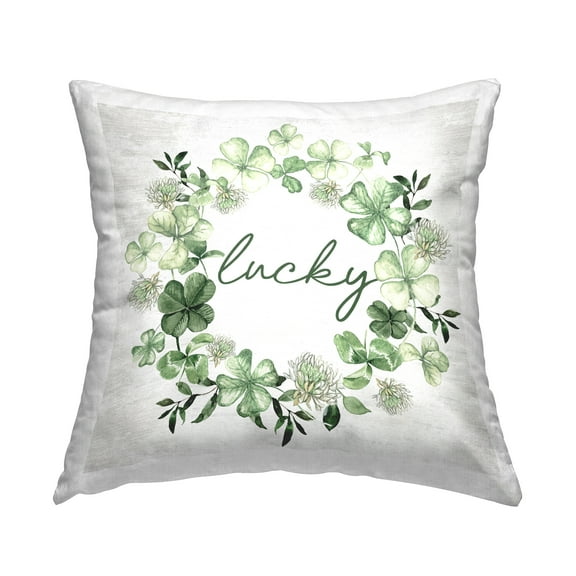 Stupell Industries Lucky Irish Wreath Decorative Printed Throw Pillow, 18 x 18