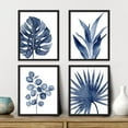 thumbnail image 2 of PixonSign 4 PCS Adhesive Canvas Poster Watercolor Blue Tropical Leaves Framed Wall Art Nature Wilderness Digital Modern Art Decorative Botanical Floral Elements Print Set - 12"x16" Black, 2 of 5
