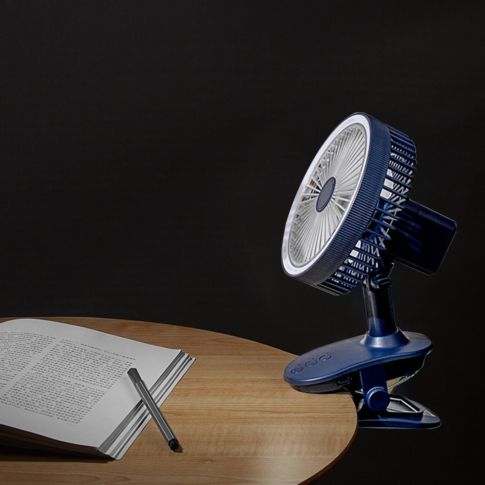 Gecau 2400mAh Rechargeable Clip On Fan With, 3 Speeds Portable Desk Fan For Treadmill, Cart, Bed, Car Seat, Baby Stroller Blue Novelty