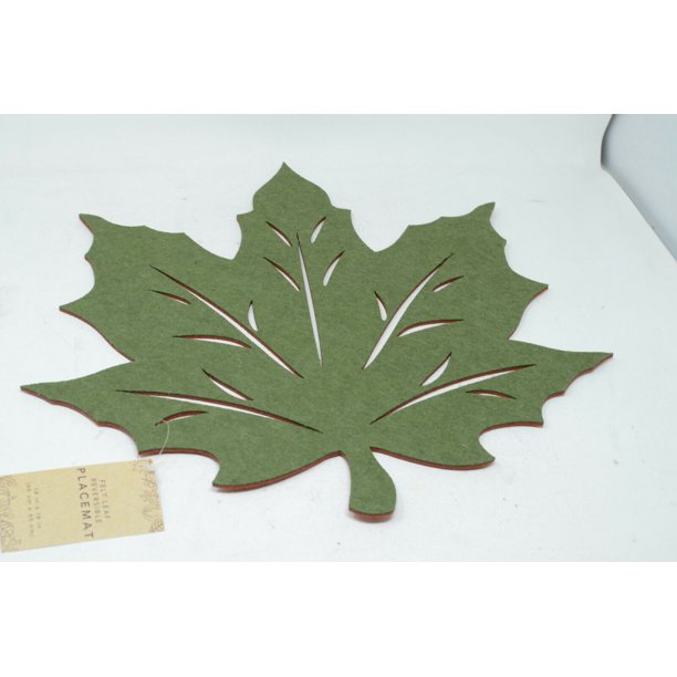 Felt Leaf Reversible Placemat in Rust / Green