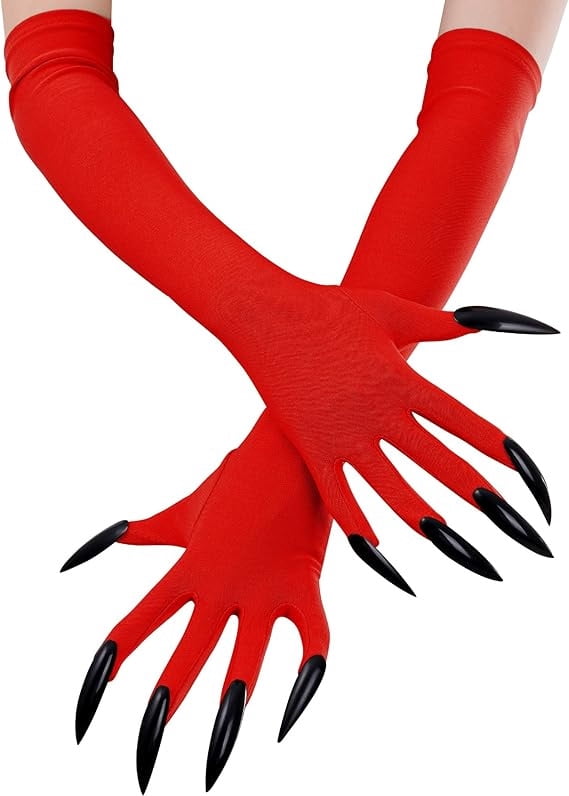 Halloween Claw Gloves with Long Fake Nails for Costume Parties and Stage Performances