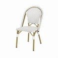 thumbnail image 5 of Outdoor PE Ratten and Aluminum French Bistro Chairs, Set of 2, Rusted Grey & White, Bamboo Print Finish, 5 of 5