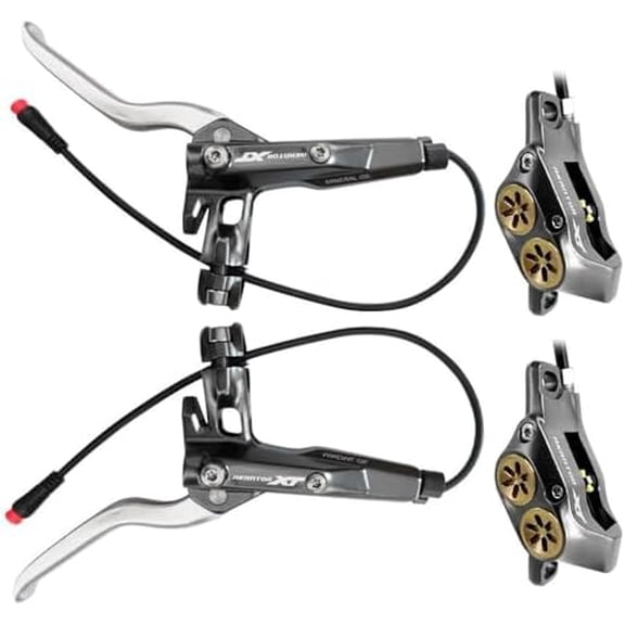 2-PIN 4-Pistons E-Bike Electric Power-Off Hydraulic Brake Set, Pre-Bled Hydraulic Disc Brake Caliper Lever for eBike (Included Mounting Adapter), Titanium$$Sport & Recreation Other