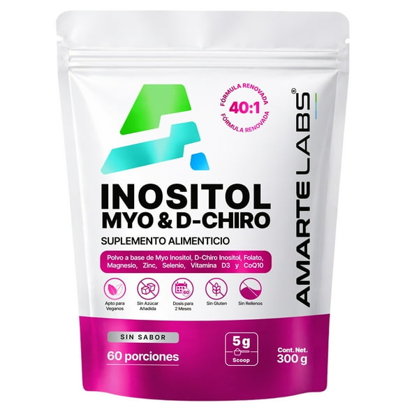Amarte Labs Myo & D-Chiro Inositol 300 g 60 porciones - Sin sabor