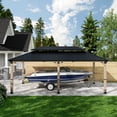 thumbnail image 3 of Mondawe 12'x 20' Outdoor Cedar Wooden Gazebo,Patio Gazebo with Galvanized Steel Hardtop, Heavy-Duty Hardtop Gazebo with Netting and Curtains for Garden, Poolside, Deck, Backyard, 3 of 14