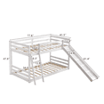 thumbnail image 4 of Tcbosik Twin Over Twin Size Bunk Bed, Wood Bed Frame with Slide, Ladder and Guardrail for Bedroom, Space Saving, White, 4 of 10