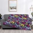 thumbnail image 2 of Honeii Retro Cassette Music print throw blanket, crafted from cozy cotton flannel, offers versatile home decor as a bedding suitable for all seasons.-50"x40", 2 of 6