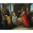 thumbnail image 2 of Anton Petter 18x15 Black Ornate Wood Framed Double Matted Museum Art Print Titled - King Ahasver Sentences Haman to Death (1835), 2 of 5