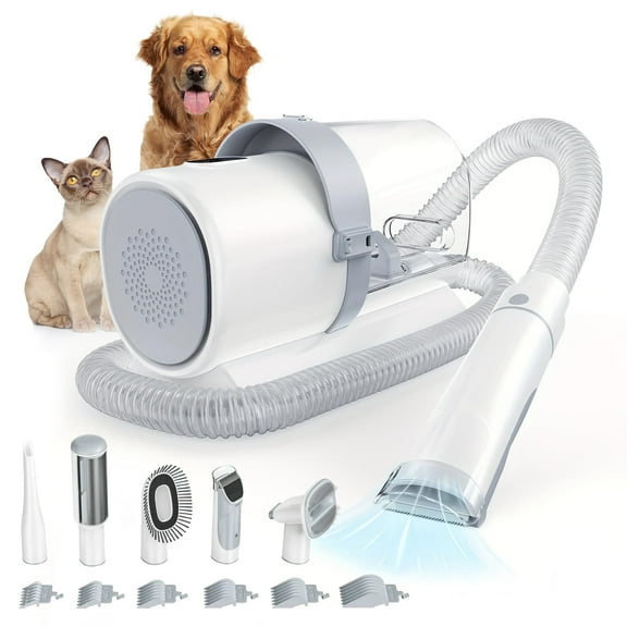 Atilioo Dog Grooming Kit, Pet Grooming Vacuum, 2.5L Dust Cup Dog Brush Vacuum with 5 Pet Grooming Tools for Shedding Pet Hair, Home Cleaning