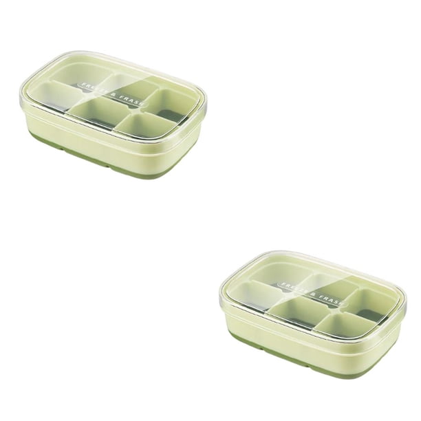 Toystoory Bandeja de cubitos de hielo de silicona, accesorios para moldes, refrigerador de rejilla múltiple, molde de congelación con tapa DIY, Verde 2piezas