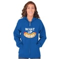 thumbnail image 4 of Funny Food Pun Joke What Up Dog Zip Up Hoodie Men's Women's Brisco Brands X, 4 of 6