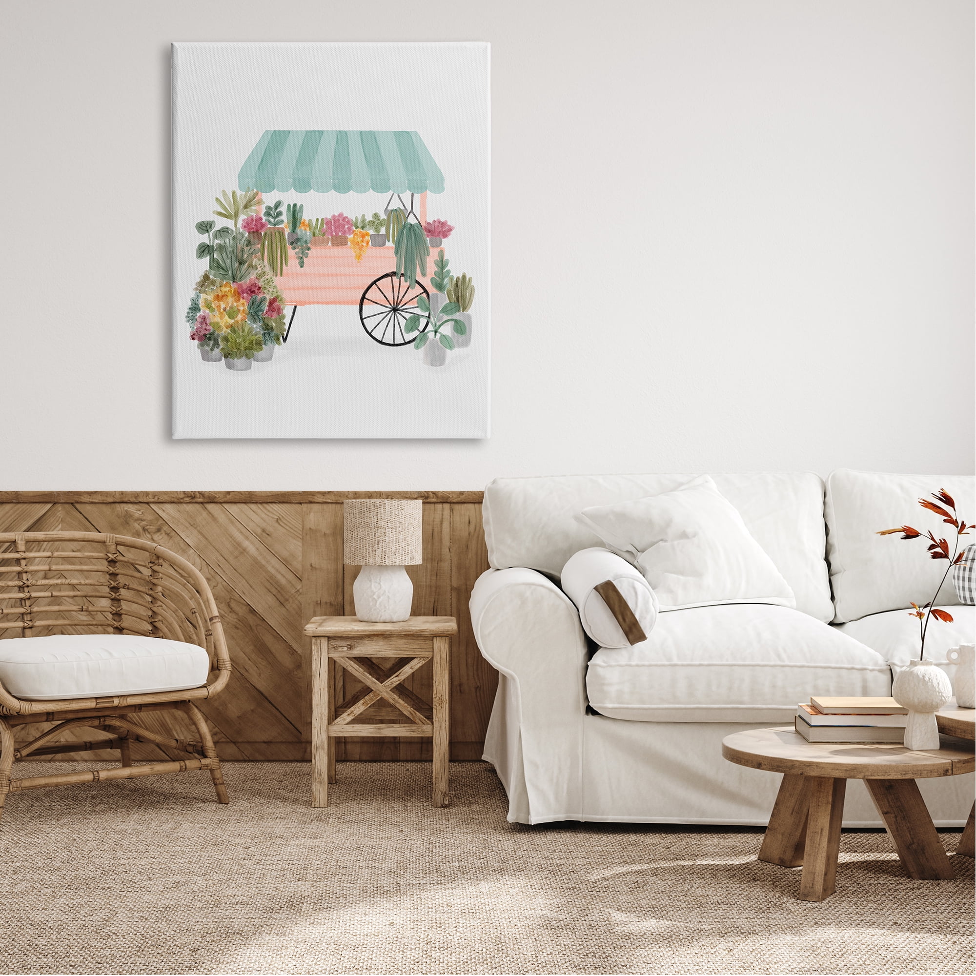 Stupell Industries Quaint Floral Succulents Potted Plants Wagon Canopy Canvas Wall Art, 36 x 48, Design by Nina Muis Surface Design