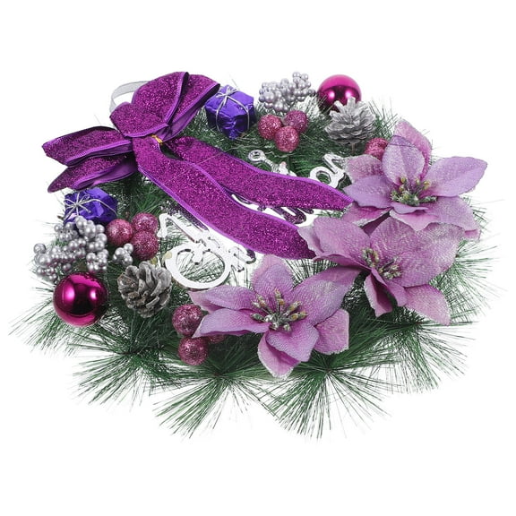 SOPOTUTU Purple Christmas Wreath with Lifelike Pine and Joyful Decorations