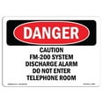 thumbnail image 1 of SignMission OS-DS-A-1218-L-2280 12 x 18 in. OSHA Danger Sign - Caution Fm-200 System Discharge Alarm Do Not Enter Telephone Room, 1 of 1