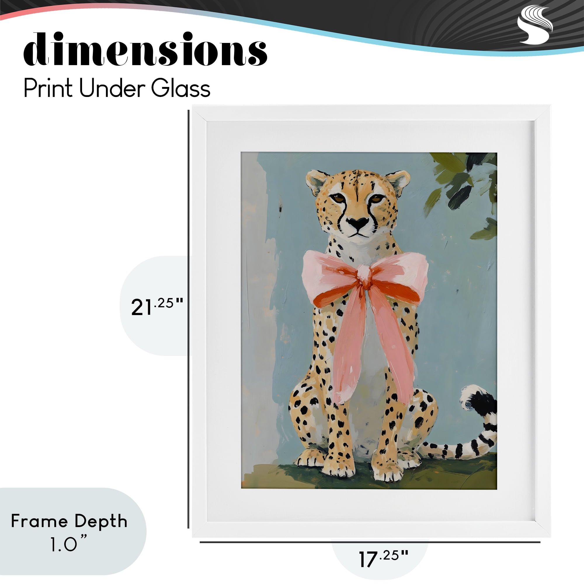 Stupell Industries Cheetah with Big Pink Bow White Framed Print Under Glass, design by The Prints Vibe