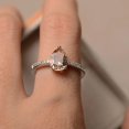 thumbnail image 3 of Natural morganite ring, pear cut pink gemstone, sterling silver anniversary ring, 3 of 4