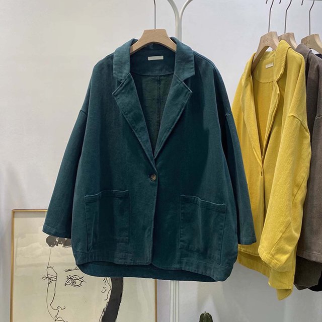 LOVZFMLL Vestes pour Femmes, Cardigan à Revers Uni, Veste de Complet