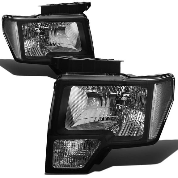 DNA Motoring For 09-14 Ford F150 Pickup OE Style Black Clear Corner Headlight Lamps Pair