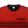 thumbnail image 4 of WREESH Men's Striped Henley Shirts Casual Short Sleeve Shirt with Button Front and Turndown Collar Striped Top for Versatile Style Red, 4 of 8