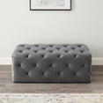thumbnail image 4 of Tufted Accent Chair Bench, Velvet, Grey Gray, Modern Contemporary Urban Design, Living Lounge Room Hotel Lobby Hospitality, 4 of 10
