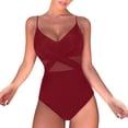 thumbnail image 1 of Women's High Waisted Monokini Swimsuit - Push Up Wrap Swimwear with Ruched Bottom, Removable Padding, S-XXL Sizes, 1 of 4