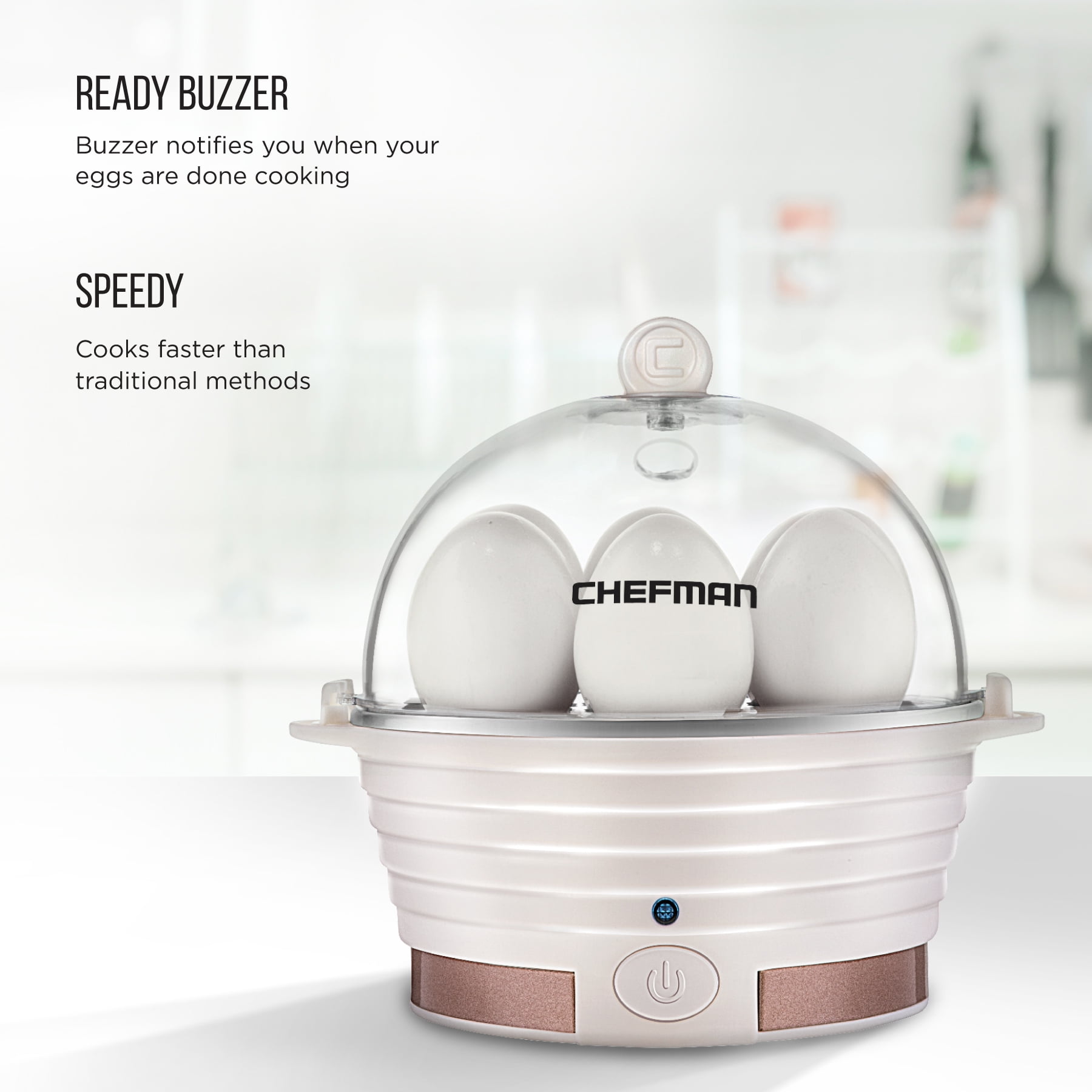 Chefman Electric Egg Cooker/Boiler, Rapid Egg-Maker, Ivory