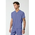 thumbnail image 4 of Cherokee Infinity Men's Partial Zip V-Neck Scrub Top with 3 Pockets Rib-Knit Side Panels Plus Size IN702A, 2XL, Ciel, 4 of 7