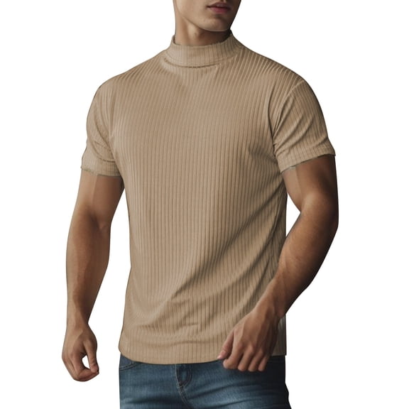 Rrunsv Mens T Shirt Men's Loose Fit Short Sleeve T-Shirt Cotton Crew Neck Soft Fitted Tees Khaki,XXXL