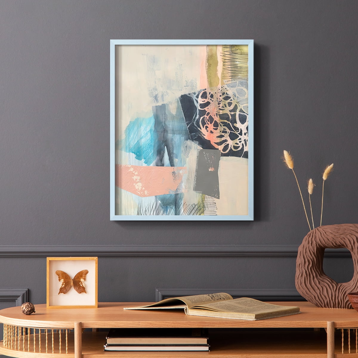 Reductive I in Blue Solid Wood 11 x 14 Framed Print