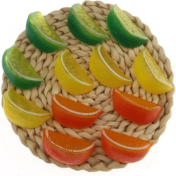 12 PCS Artificial Lemon Slice Fake Fruits Lime Quarter Home Table Cabinet Decoration
