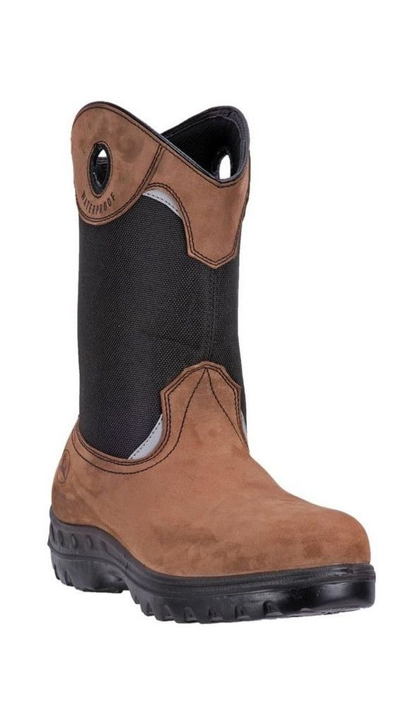 John Deere Western Boots Mens 11" WP EH Steel Toe Pull On Brown JD4609