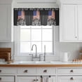 thumbnail image 3 of Striped Black Valance Curtains for Kitchen/Living Room/Bathroom/Bedroom Window, Rod Pocket Small Topper Half Short Window Curtains Voile Sheer Scarf, Independence Day American Flag Red Blue 54"x18", 3 of 8