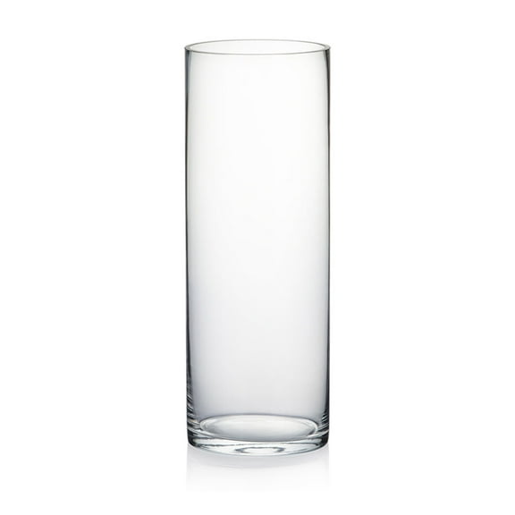 WGV White Cylinder Glass Vase - 5" Wide x 14" Height, Good quality, Heavy Weighted Base - 1 Pc