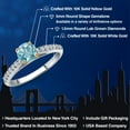 thumbnail image 2 of Gem Stone King 10K Two Tone Gold Blue Zircon and Lab Grown Diamond Engagement Ring for Women | 1.03 Cttw | Round 5MM | Gemstone Birthstone | Size 5, 2 of 6