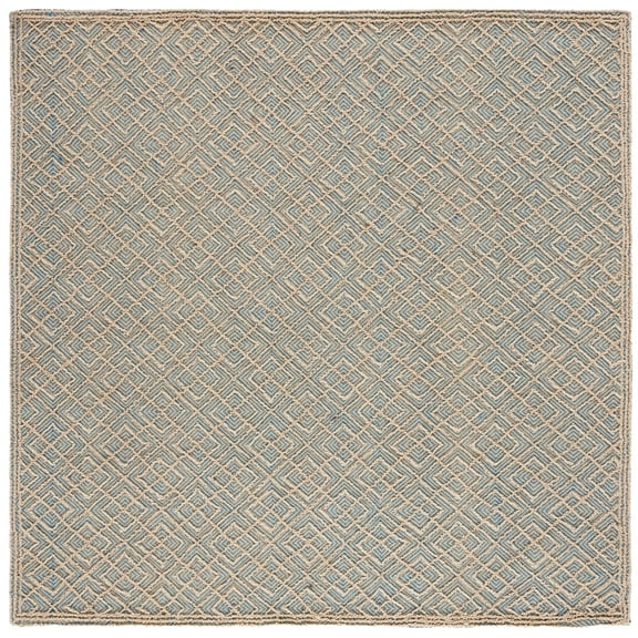 SAFAVIEH Martha Stewart Trace Mabelle Diamond Area Rug, Ivory/Blue, 6' x 6' Square