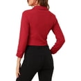 thumbnail image 3 of DARING DIVA Women's Notched Lapel Ruched Sleeve Crop Blazer S Red, 3 of 6