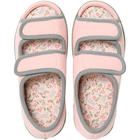 

DanceeMangoo Women Open Toe Slippers Cotton Adjustable Wrap Memory Foam Anti-Slip House Slides Breathable Indoor Outdoor Shoes