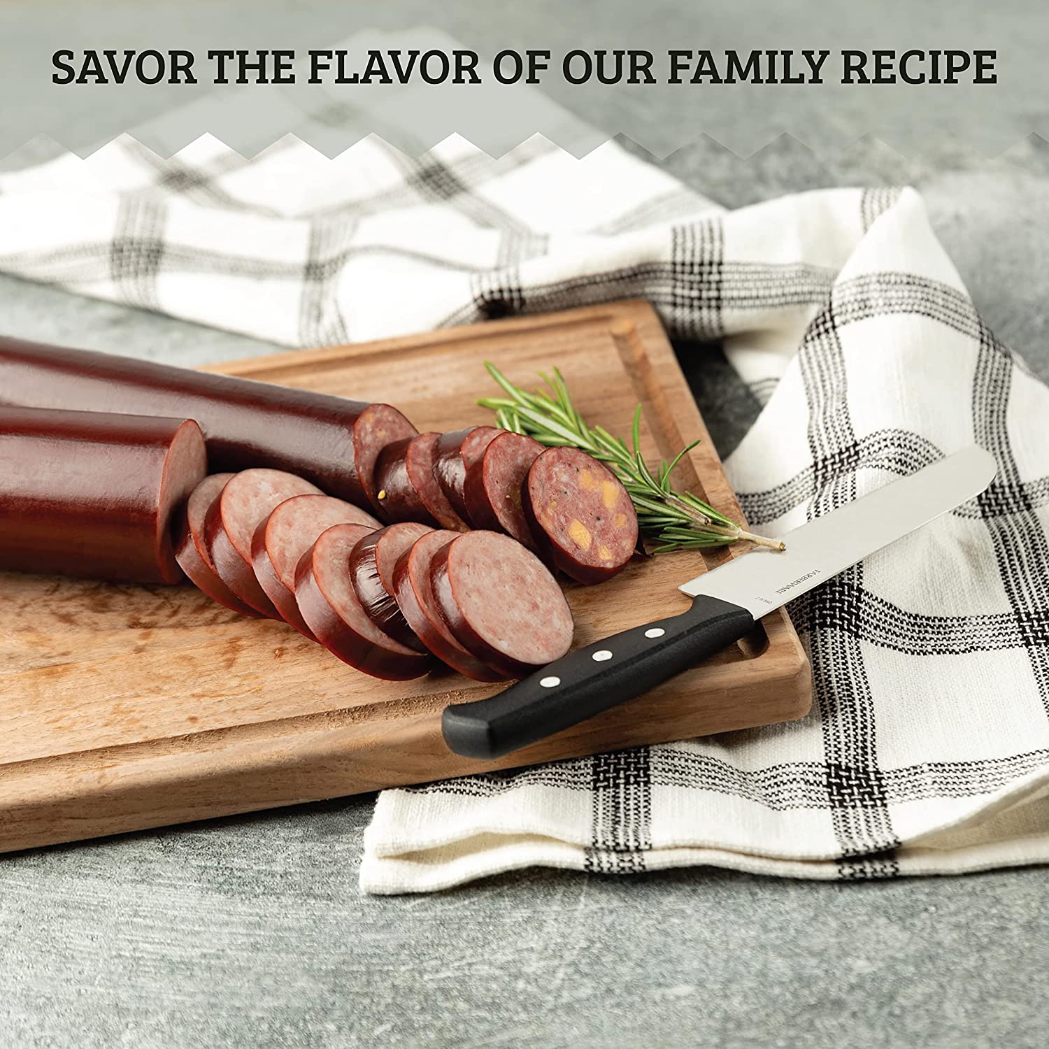 Farmers' Market Summer Sausage, Hickory Smoked Beef, Shelf Stable Sausage Roll, Ready To Eat, High Protein, Low Carb, Keto, Gluten Free, Charcuterie Meat, 24oz (Roasted Garlic, 2 Pack)