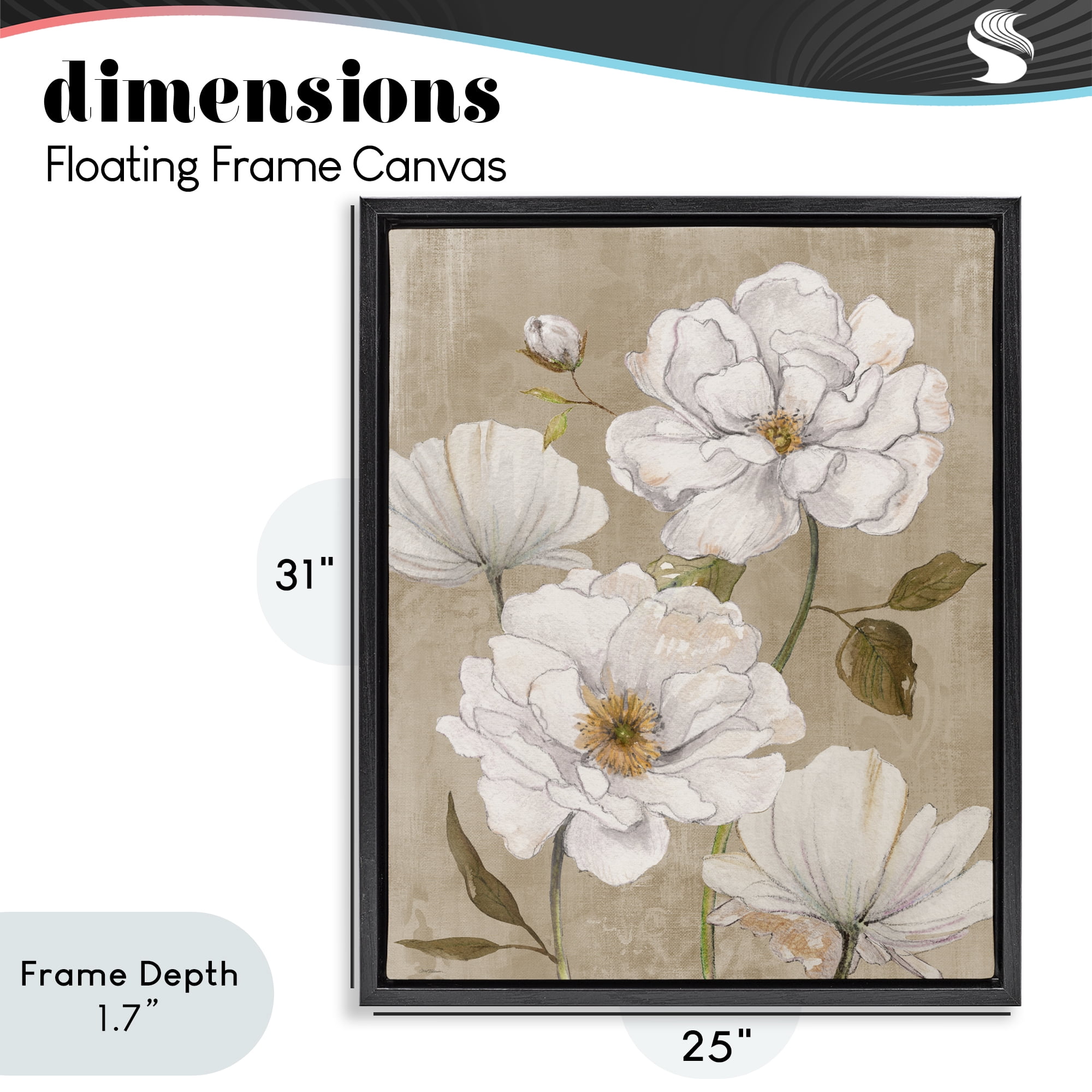 Stupell Industries Rustic Magnolia Blooms Black Framed Floater Canvas Wall Art, design by Carol Robinson