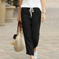 thumbnail image 4 of Pants for Women Trendy Ladies Loose Drawstring Elastic Cotton And Linen Trousers, 4 of 6