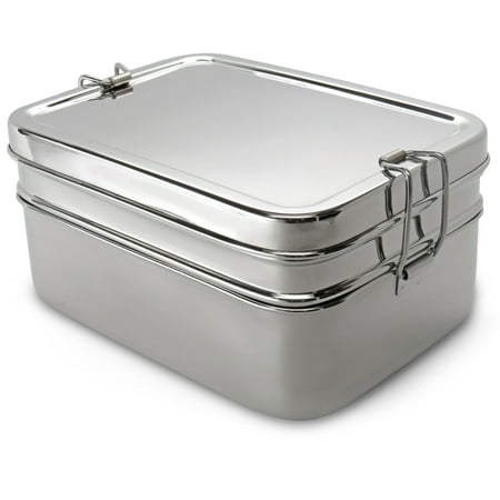 Eco Lunch - Lifestyle Block 3 Compartment Stainless Steel Eco-Friendly Lunch Box - Regular - Three-In-One