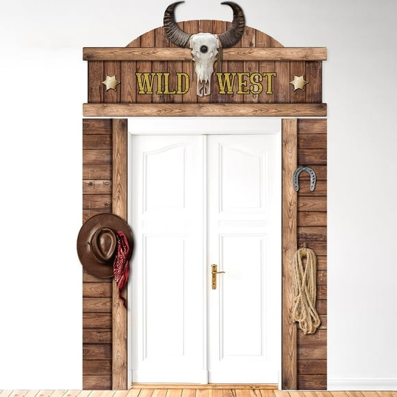 Banner decorativo para puerta de fiesta, tema de Chunnin West Cowboy