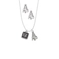 thumbnail image 2 of Delight Jewelry Silvertone Antiqued Square Seal - Love with Heart Silver tone Zig Zag Christmas Tree Charm Necklace and Stud Earrings, 2 of 4