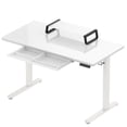 thumbnail image 3 of SHW 46 Inch Glass Electric Height Adjustable Desk with Monitor Riser and Drawer, White, 3 of 8